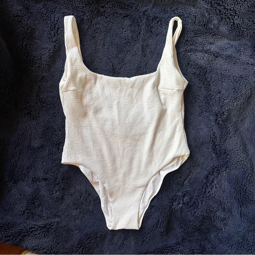 Monday Swimwear White Ribbed One Piece Swimsuit